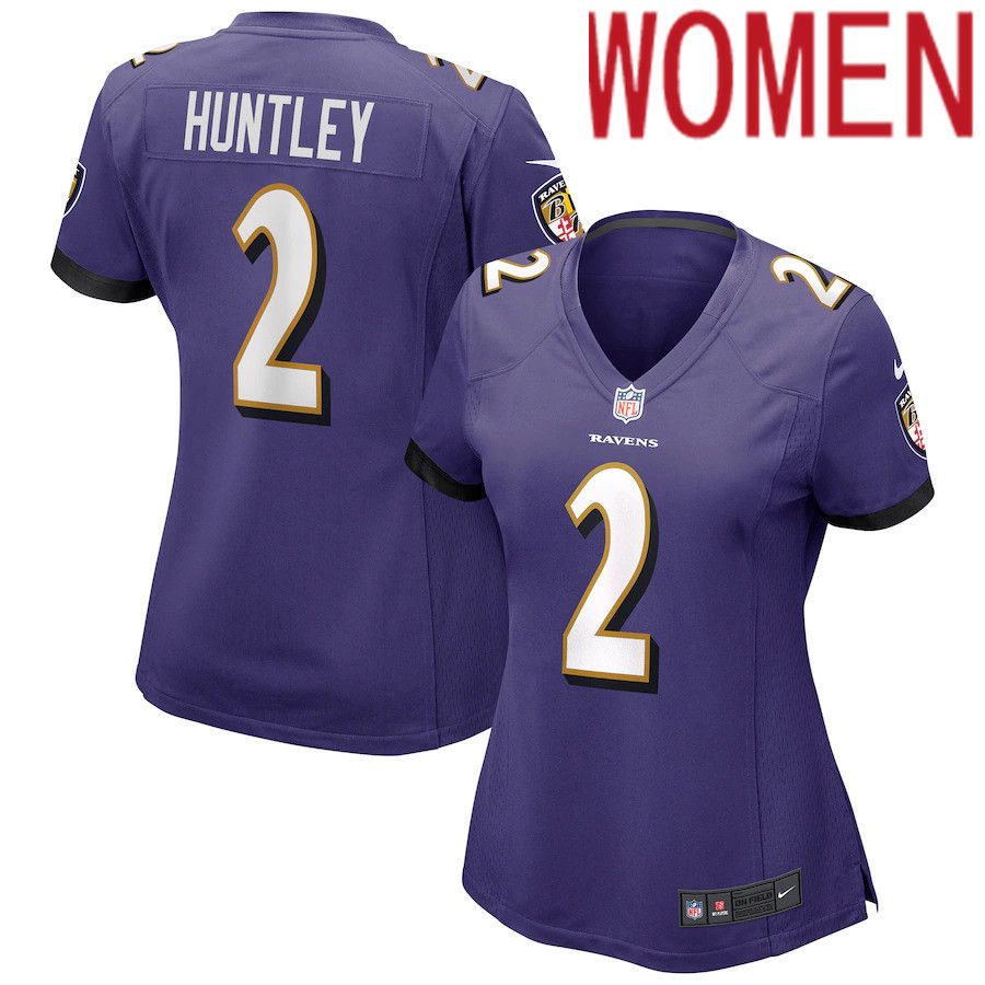 Women Baltimore Ravens 2 Tyler Huntley Nike Purple Game NFL Jersey